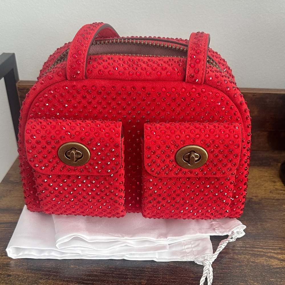 Coach red crystal twin turnlock bag-limited edition
